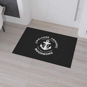 Custom welcome mat, personalized boat Mat, boat accessories, lake house mat, nautical boat decor, yacht gift entrance rug, gift for boater