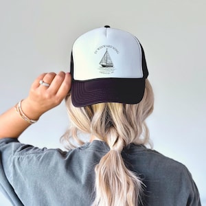 Custom Boat Name Trucker hat, personalized sailing hat, ocean inspired style, gift for sailor, beach lover hat, ocean lover hat, beach surf