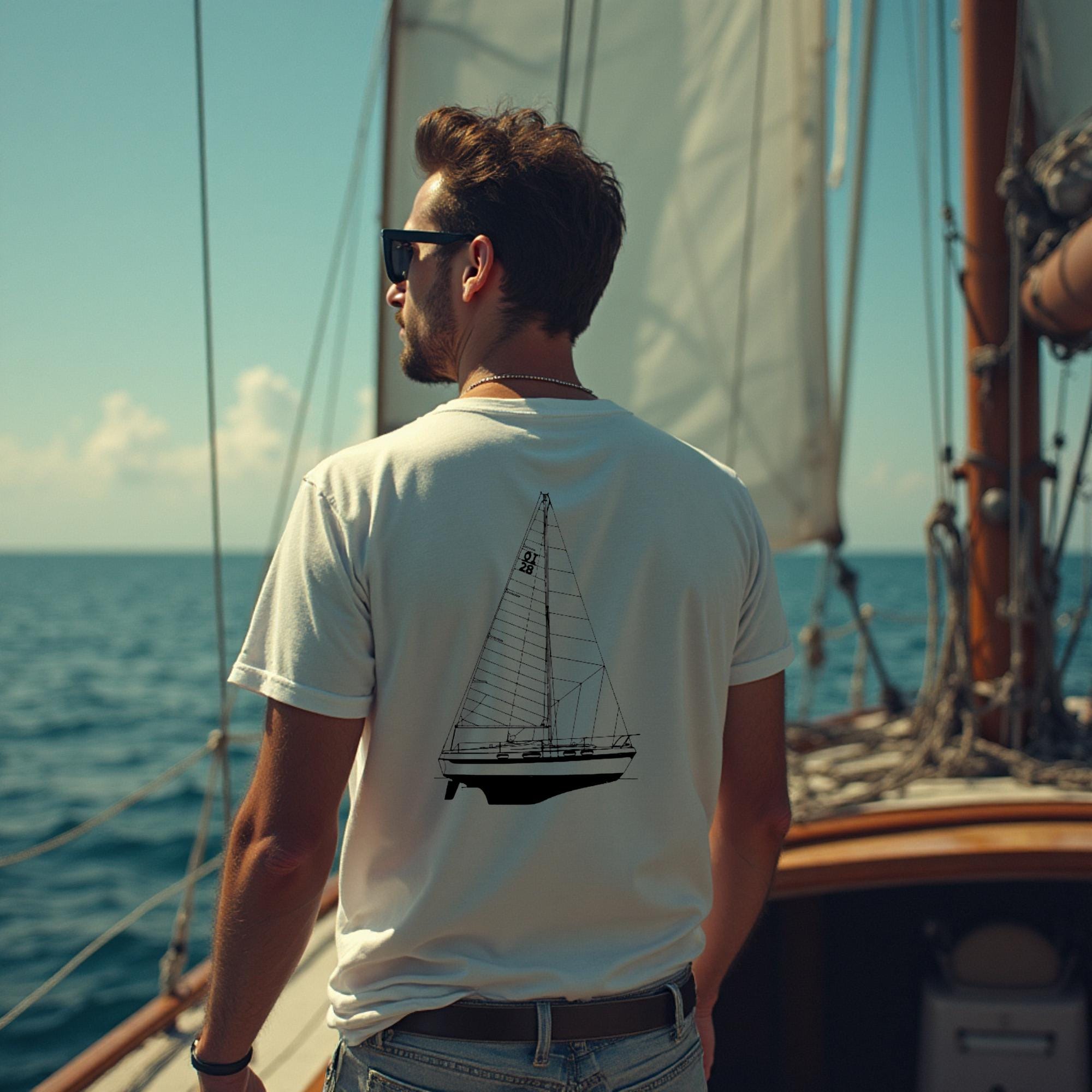 T-Shirt Uomo Stampa 3D Nave A Vela Retrò - Maglia Manica Corta Casual Slim Fit