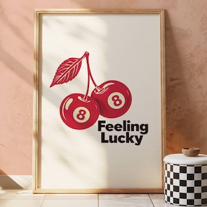 Póster de cerezas, impresión de Ma Cherie, arte de pared retro, decoración de pared funky de los años 70, arte de pared de cerezas, arte de pared de moda, impresión estética, descarga digital