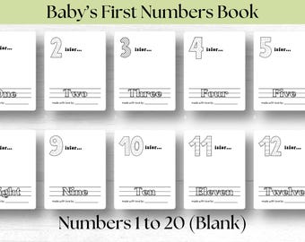 Libro dei primi numeri per neonati in bianco, attività da colorare per baby shower, 123 pagine da colorare stampabili, regalo per il primo compleanno, pacchetto del primo libro per neonati