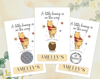 Custom Winnie The Pooh  Scratch Off Game, Little Hunny on the Way, Printed Baby Shower Game, Classic Pooh Scratch Off, Scratch Off Card