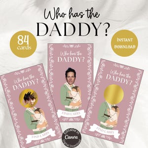 Pink Cielito Lindo Scratch Off Baby Shower Game, Scratch Off Template, Celebrity Find Daddy Game, Scratch Off, Who Has The Daddy, Canva