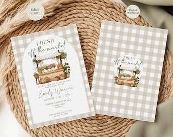 Fresh Off the Market Bridal Invitation, Farmer&#39;s Market Bridal Shower Template, Custom Market Invite, Bridal Shower Digital Invite Download