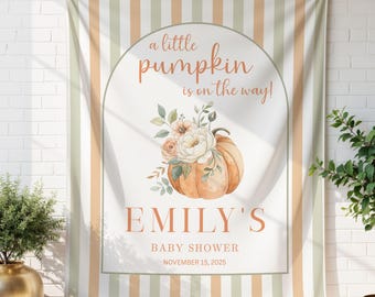 A Little Pumpkin Is On The Way Baby Shower Banner - 9.8x1.6 Ft Fall Welcome Backdrop For Indoor & Outdoor