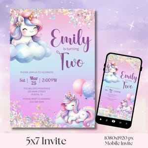 Rainbow Unicorn Birthday Invitation, Unicorn Sparkle Rainbow Party Invite, Sparkle Invitation, Printable Invitation, Unicorn Party Template