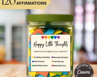 Daily Affirmations Jar, Self Care Positive Quotes, DIY Printable, Daily Reminders, Motivational Jar, Digital Download, Encouragement Gift