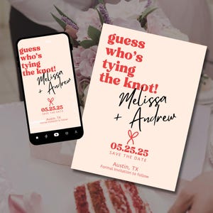 Tarjetas de boda con diseño moderno para guardar la fecha Plantilla de Canva para invitación electrónica Descarga digital Plantilla para imprimir con mensaje de texto para guardar la fecha