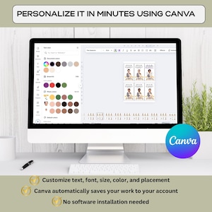 May include: A computer screen displaying a Canva design template with a photo collage of six images. The template is titled "Who's the Daddy?" and features a light blue background with gold accents. The text "PERSONALIZE IT IN MINUTES USING CANVA" is displayed at the top of the image.