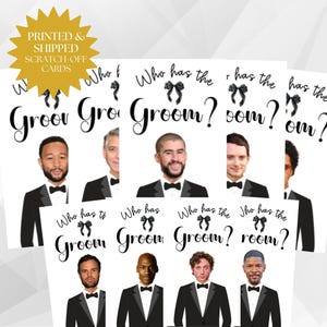 Printed Who has the Groom, Scratch off game, Bridal Shower Games, Bridal Shower Scratch Off, Bachelorette Games, Personalized Celebrity Game