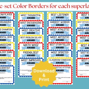30 Student Classroom Award Download, End of Year School Awards, Student Recognition Certificates, Elementary School Awards, Digital Download