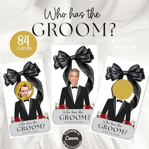 Qui a le marié, jeu à gratter modifiable, jeux de fête pour la douche nuptiale, à gratter, jeux de bachelorette, le marié à gratter, modèle canva
