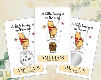 Winnie The Pooh  Scratch Off Game, Little Hunny on the Way, Printed Baby Shower Game, Classic Pooh Scratch Off, Scratch Off Card