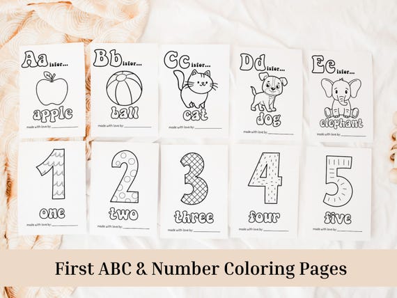Baby's First ABC 123 Book, Baby Shower Activity, Printable Alphabet Numbers Coloring Pages, First Birthday Gift, Baby's First Book Bundle