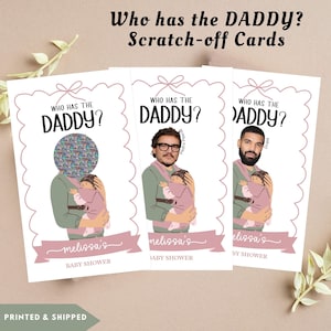Personalized Pink Bow Baby Shower Scratch Off Cards, Pink Coquette Shower Cards, Scratch Off Cards, Celebrity Card Game, Printed & Shipped