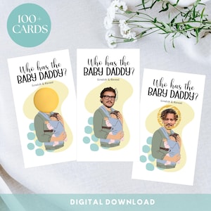 Who Has the Baby Daddy Baby Shower Game, Printable Canva Template, Editable Digital Celebrity Cards, Baby Shower 100+ cards, Scratch Off