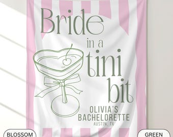 Bride In a Tini Bit Bachelorette Banner, Custom Bridal Shower Backdrop, Bachelorette Party Decor, Bridal Party Banner, Martini Bach Party