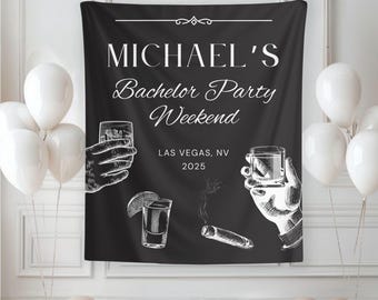 Custom Bachelor Weekend Party Banner Sign, Personalized Whiskey Banner Welcome Sign, Groom Party Decor, Bach Party Wall Backdrop Decor