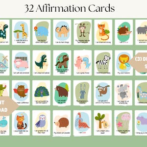 Cartes avec affirmations positives pour enfants, 32 cartes imprimables, cartes d'encouragement, cartes boîte à lunch, affirmations quotidiennes pour enfants, téléchargement numérique