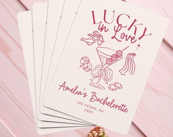 Personalized Bachelorette Party Deck of Cards, Custom Poker Playing Cards, Bride Gift Idea, Bridal Party Favor, Lucky in Love Poker Cards