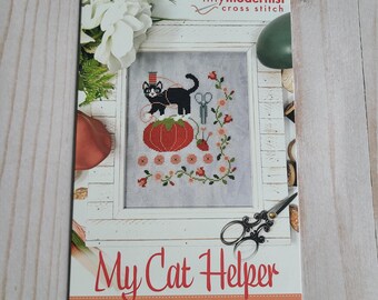 My Cat Helper Tiny Modernist Cross Stitch Pattern
