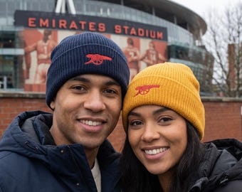 Arsenal Beanie: Embroidered Cannon, Many colors available | Organic Cotton Football Fan Gift
