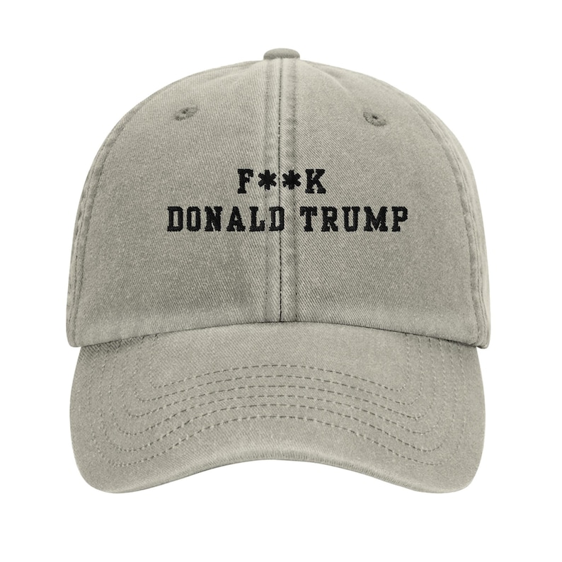 Embroidered F**k Donald Trump Cap: Vintage Washed Cotton, Anti-Authoritarian Statement image 1