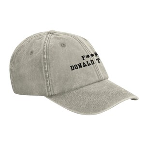 Embroidered F**k Donald Trump Cap: Vintage Washed Cotton, Anti-Authoritarian Statement image 2