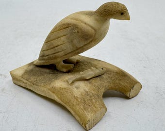 Inuit Handmade Antler Bird & Fish Sculpture by PETER SALAMONIE Sr.