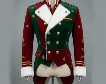 Fluwelen kerst steampunk-tailcoat heren, victoriaanse jas