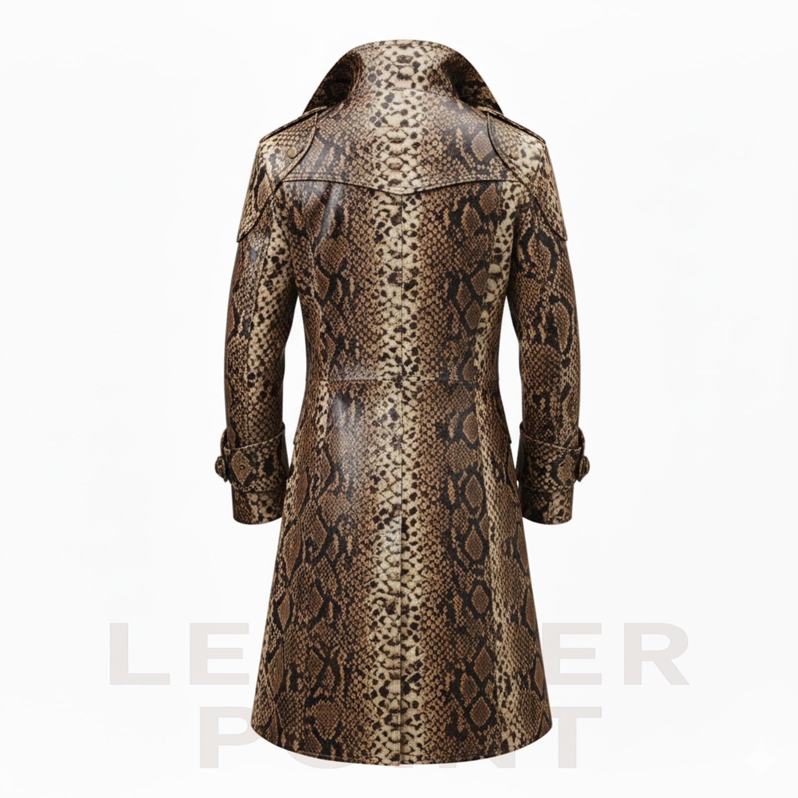 Snake Print Leather Trench Coat | Men's Steampunk Gothic Duster - Etsy