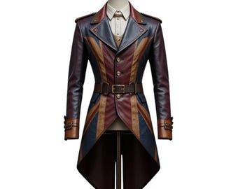 Giacca frac in pelle steampunk / Trench cosplay in stile gotico vittoriano