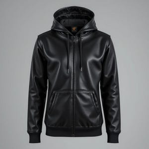 Blouson motard en cuir gothique pour homme - Sweat à capuche en cuir de vachette de qualité supérieure avec illustration de tête de mort, design bien-être vampire, vêtements d'extérieur mode moto noirs