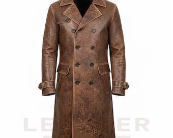メンズハンドメイド スチームパンクレザーコート | 本革 海賊風