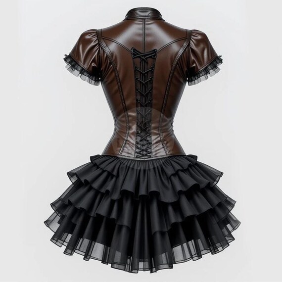 steampunk leather corset dress Gothic Leather Corset Dress: Steampunk Tulle Skirt, Cosplay Outfit