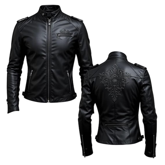 ゴシックブラックレザージャケットメンズ｜カスタマイズされた