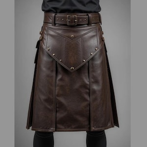 Real Leather Kilt for Men | Gothic Warrior Kilt | Steampunk Utility Kilt | Handmade Medieval Cosplay Kilt | Festival Biker Skirt
