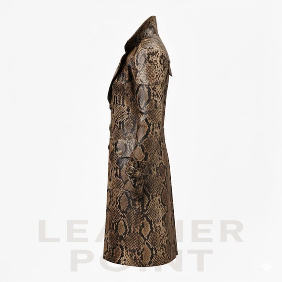 Snake Print Leather Trench Coat | Men's Steampunk Gothic Duster - Etsy