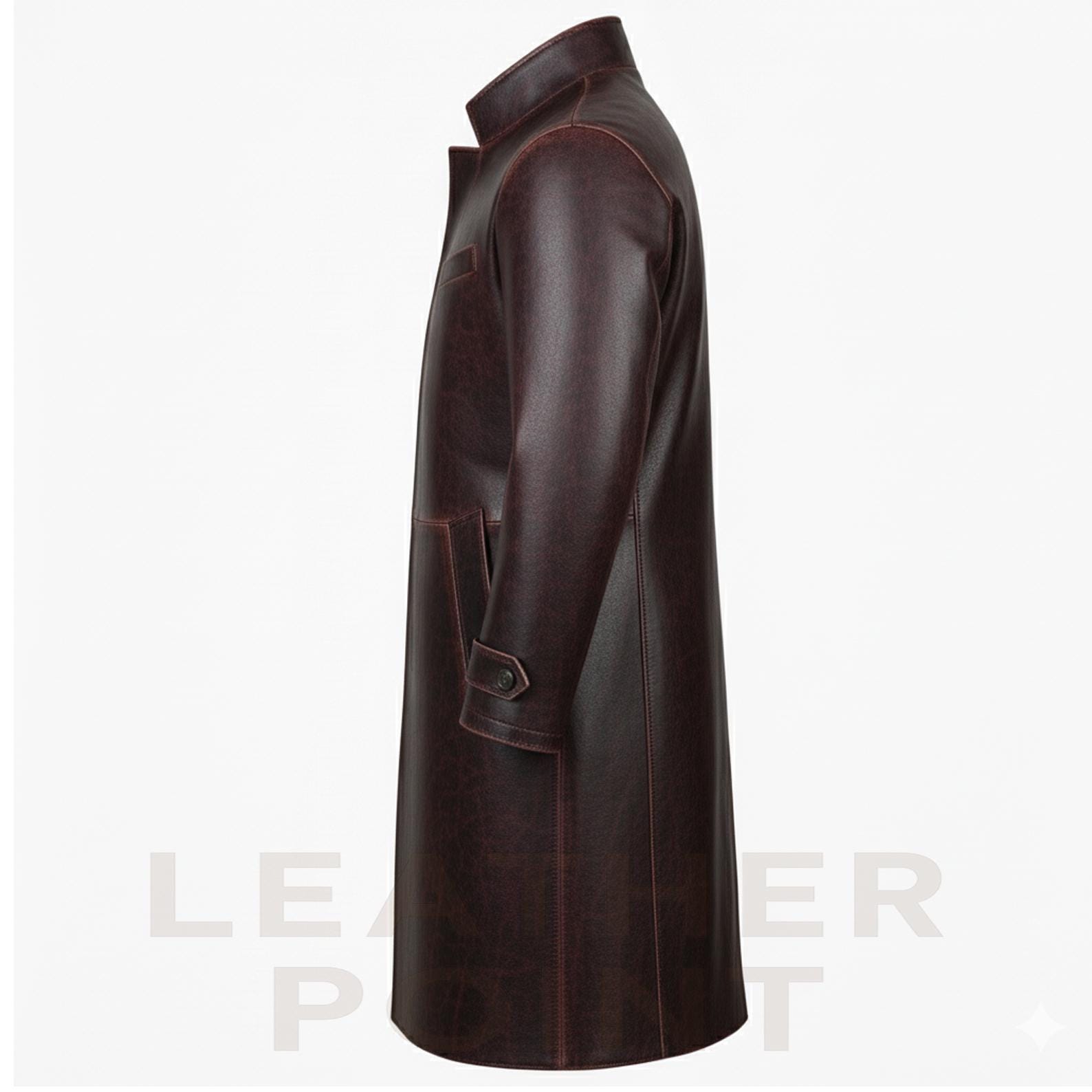 職人の手染め本牛革オーダーメイドトレンチコート メンズ フルレングス