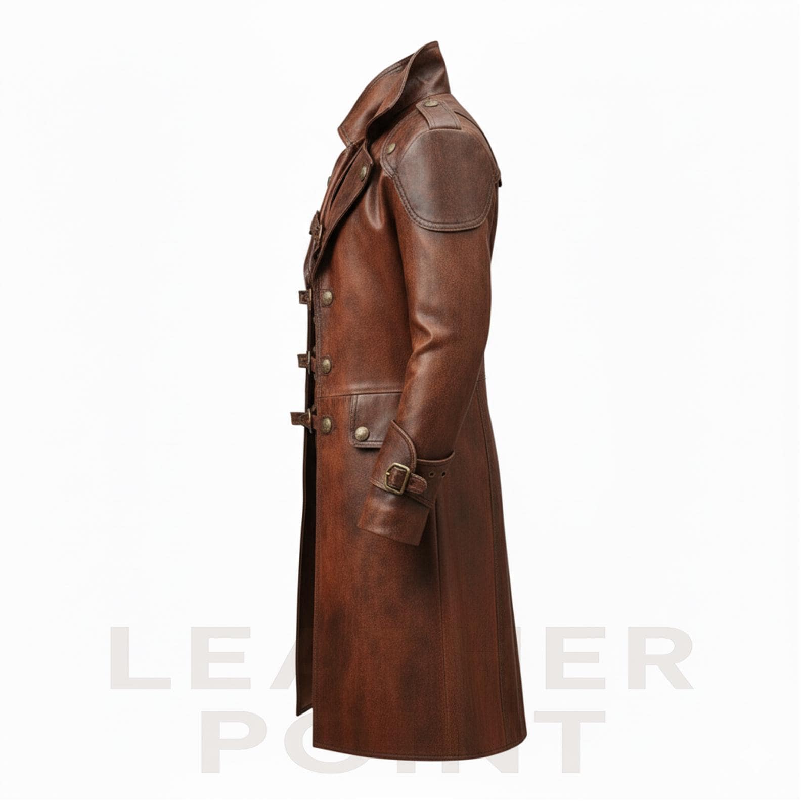 Handmade Steampunk Leather Trench Coat | Victorian Gothic Duster