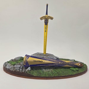 Saber Artoria Excalibur and Avalon Miniature Model Sword and Stand | Fate Stay/Night and Fate Grand/Order | Painted or Raw Print | 20cmx15cm
