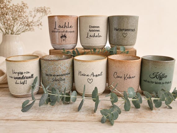 Becher mit Gravur / Wunschtext / personalisiert - Kaffeebecher/Mug/Tasse mit Wunschgravur - Geschenk Weihnachten/Geburtstag/Kollegen/Freunde