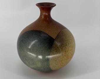 Jarrón Luna de Robert Maxwell, cerámica moderna de mediados de siglo, artesanía estadounidense, esmalte tricolor.