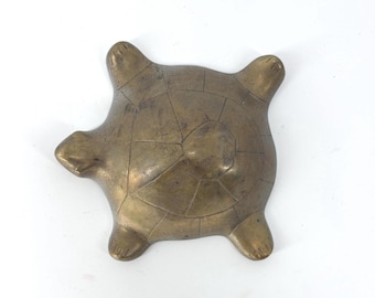 Vintage Brass Turtle Paperweight Feng Shui Tortoise Decor