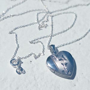 925 Sterling Silver 5/8inches Heart Locket Pendant with Butterfly Patterns image 2