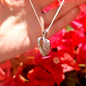925 Sterling Silver 5/8inches Heart Locket Pendant with Butterfly Patterns image 13