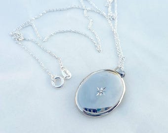 925スターリングシルバープレーンパフオーバルフォトピクチャー