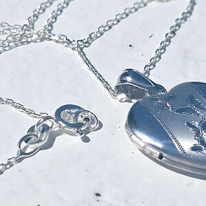 925 Sterling Silver 5/8inches Heart Locket Pendant with Butterfly Patterns image 4