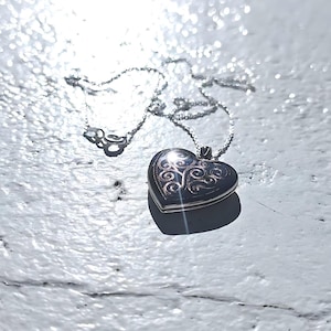 925 Sterling Silver Scroll Engraved Heart 4 Pictures Locket Pendant