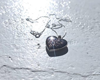925 Sterling Silver Scroll Engraved Heart 4 Pictures Locket Pendant